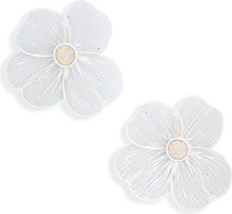 Nordstrom Rack Flower Stud Earrings in Opal- White at Nordstrom Rack