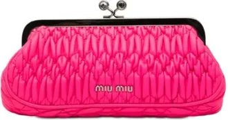 Miu Miu Pre-owned Clutches, female, Pink, Size: ONE SIZE Pre-owned Quilted Clutch