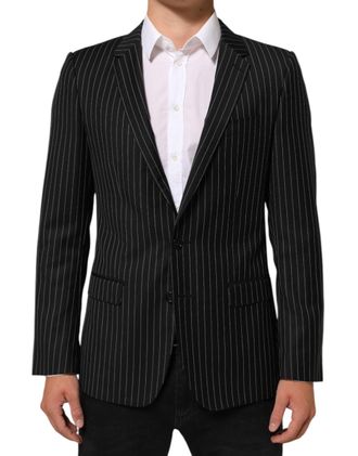 Dolce & Gabbana Mens Black Stripes Martini 1 Button Suit Blazer Co+wv