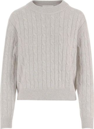 arch4 Trui van kasjmierblend met gevlochten details en pailletten - Dames - Truien - Beige - Maat: M Kasjmier