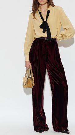 Valentino Garavani Velvet Trousers, Womens, Burgundy