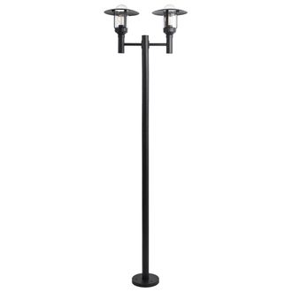 Beliani Farola De Jard&iacute;n Moderna 2 Luces L&aacute;mpara Poste Para Camino Exterior Aluminio Pantalla De Vidrio Negro Tizu