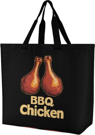 Generic Chicken Leg Reusable Shopping Bags Large Capacity Grocery Bag Heavy Duty Tote for Women 40x40x16cm
