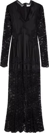 Paco Rabanne V-neck Lace and Jersey Maxi Dress - Black - 40 (UK12 / M)