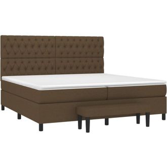 vidaXL Vidaxl - Cama Box Spring Con Colch&oacute;n Tela Marr&oacute;n Oscuro 200x200 Cm