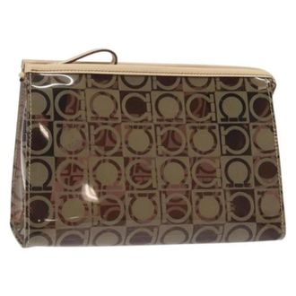 Ferragamo Pre-owned Vinyl clutches - Dames - Pre-owned - Bruin - Maat: ONE Size Vinyl