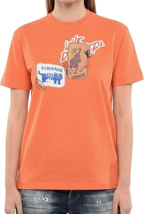 Dsquared2 Orange Graphic Crew Neck T-Shirt