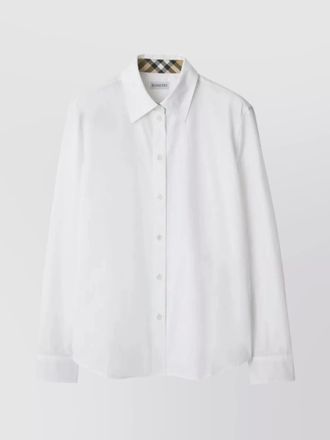 Burberry cotton poplin shirt with check pattern detail