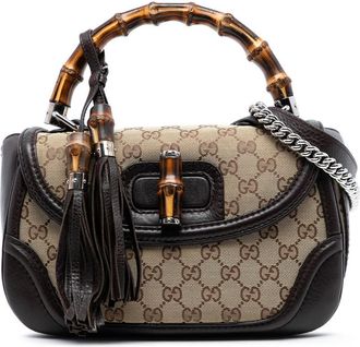 Gucci Pre-owned Gucci Medium GG Canvas New Bamboo Top Handle Bag Ladies NA07BB58QCMLFC3T