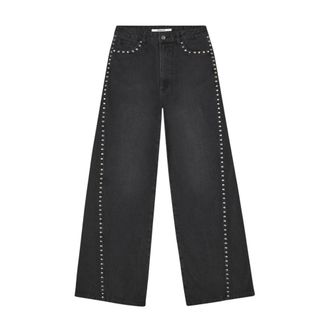 Homage Stijlvolle Palazzo Jeans met grote studs - Dames - Jeans - Zwart - Maat: W31 Katoen