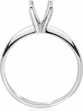 Pompeii3 Engagement Ring Setting Four Prong Solitaire14K White Gold Size Selectable