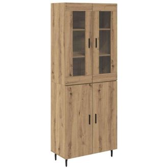 vidaXL Highboard 2 pcs Artisan Oak Engineered Wood and Glass vidaXL