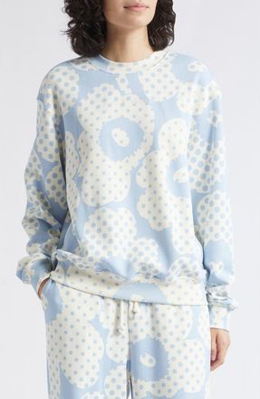 Marimekko Leiot Unikko Kioski Polka Dot Flower Sweater in Light Blue Off White at Nordstrom, Size Xx-Large