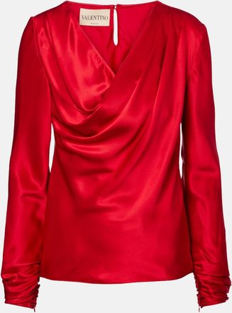 Valentino Draped silk satin top
