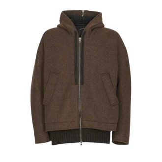 Isabel Benenato Oversized Militaire Jas van Gemengde Stof - Heren - Zomerjassen - Bruin - XL - Wol - Jassen