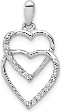Diamond2Deal 14k White Gold 1/10 carat Diamond Entwined Hearts Pendant