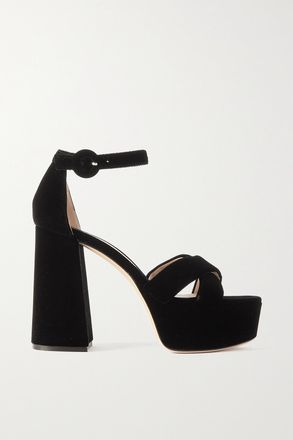 Gianvito Rossi Sandali In Velluto Con Plateau Sheridan 110 - Nero