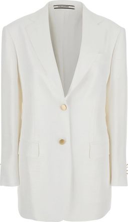Tagliatore White Jacket With Pointed Lapels And Front Pockets In Viscose Blend Woman