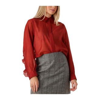 Copenhagen Muse Overhemden, Dames, Rood, L, Wol, Dames Blouses Cmbluebell-shirt