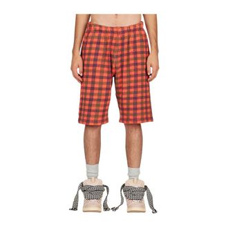 ERL Erl, Korte Broeken, Heren, Oranje, S, Katoen, Geruite Fleece Bermuda Shorts