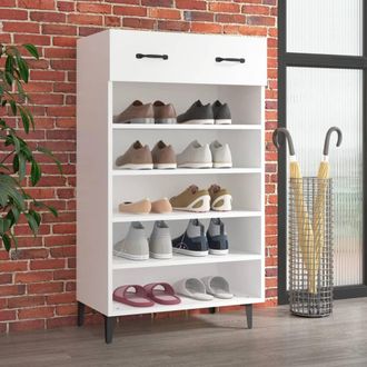 vidaXL Vidaxl - Mueble Zapatero De Madera Contrachapada Blanco 60x35x105 Cm