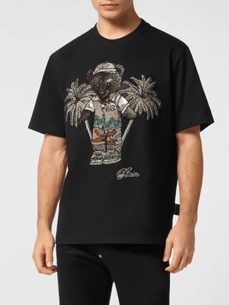 Philipp Plein T-shirt in cotone con stampa Teddy Bear e ricami di perline