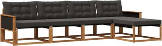 vidaXL Conjunto De Sof&aacute;s De Exterior 5 Uds. Natural Y Negro Vidaxl