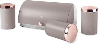 Berlinger Haus Berlinger Haus Caja De Pan Con Juego De 3 Botes, Acero Inoxidable, F&aacute;cil Apertura, Color Taupe Mate, Incluye Bote De Az&uacute;car, T&eacute; Y Caf&eacute;, Dise&ntilde;o Elegant