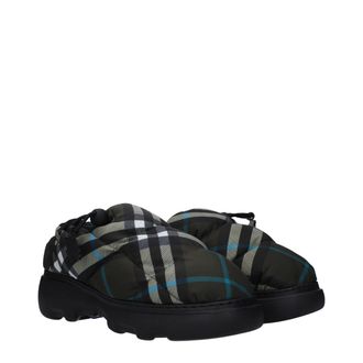 Burberry Womens Green Fabric Slip-On Loafers