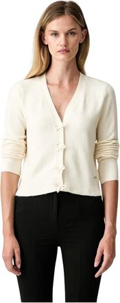 DKNY C&aacute;rdigan con cierre de botones a presi&oacute;n y detalle de lazo - Knitwear - Mujer - Beige - M