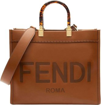 Fendi Fendi Brown Leather Sunshine Medium Shopper Tote (Authentic Pre-Loved)