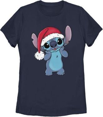 Lilo & Stitch Womens Lilo & Stitch Santa Surprise Graphic T-Shirt in Navy Blue at Nordstrom, Size Medium