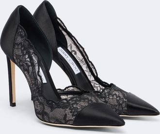 Jimmy Choo London Salones Brigitte de sat&eacute;n con encaje