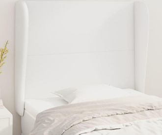 vidaXL Cabecero Con Orejas De Cuero Sint&eacute;tico Blanco 103x23x118/128 Cm Vidaxl