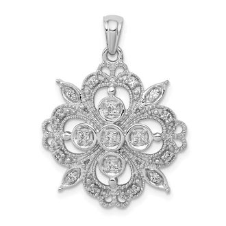 Diamond2Deal 14K White Gold Lab Grown Diamond Filigree Pendant (0.24ct, VS, G-H)