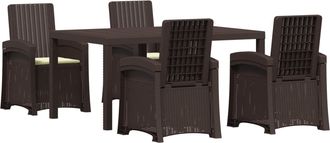vidaXL Conjunto De Comedor De Jard&iacute;n 5 Uds. Marr&oacute;n Y Crema Pp Vidaxl