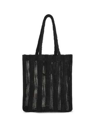 Pinko Womens Medium Easy Tote Bag Raffia Nero Limousine Shoulder