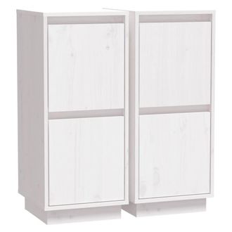 vidaXL Vidaxl - Aparador 2 Uds Madera Maciza De Pino Blanco 31,5x34x75 Cm
