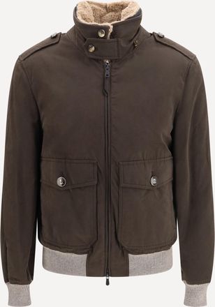 Brunello Cucinelli Waxed techno cotton Bomber with Thermore padding Male 50
