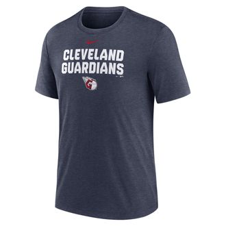 Nike Cleveland Guardians Stacked Nike Mens MLB T-Shirt in Blue | NJFDEX52GUA-NKP