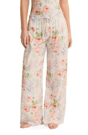 Etam Orchidee Floral Wide Leg Pajama Pants in Ecru at Nordstrom, Size X-Small