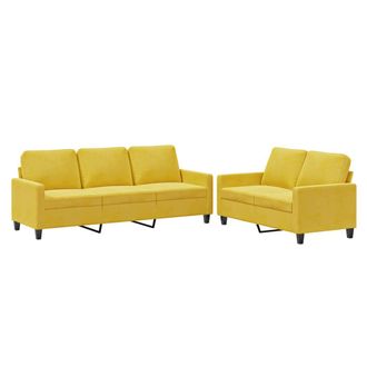 vidaXL Vidaxl - Set Di Divani 2 Pz Con Cuscini Giallo In Velluto