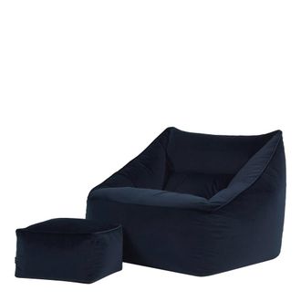 Icon Brand Puf sill&oacute;n con reposapi&eacute;s cuadrado de terciopelo noche azul