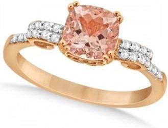Allurez Cushion Cut Morganite Ring with Diamonds Rose Gold Vermeil 1.37ctw