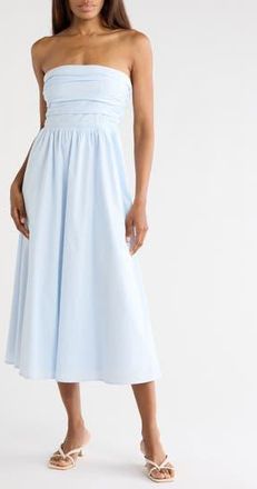 Wayf Ruched Strapless Midi Dress in Blue at Nordstrom Rack, Size X-Small