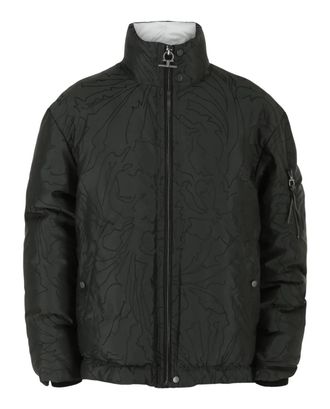 Ferragamo Mens Abstract Print Quilted Jacket In Black