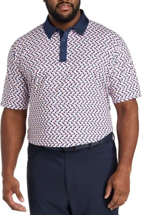 Callaway Big & Tall Resort Geometric Print Polo Shirt in Peacoat at Nordstrom, Size Xx-Large