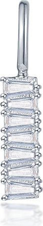 Lafonn Simulated Diamond Baguette Bar Charm in Silver at Nordstrom
