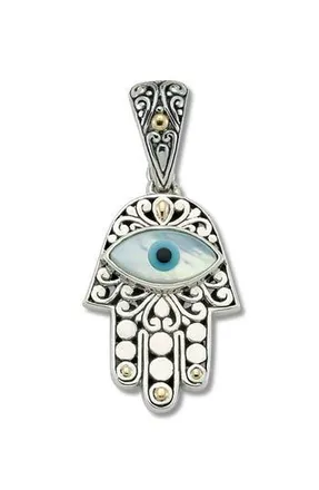 Samuel B. Mother-of-Pearl Evil Eye Hamsa Two-Tone Pendant in Silver And Gold at Nordstrom Rack
