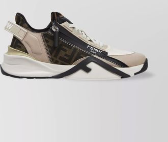 Fendi leather and jacquard low-top sneakers